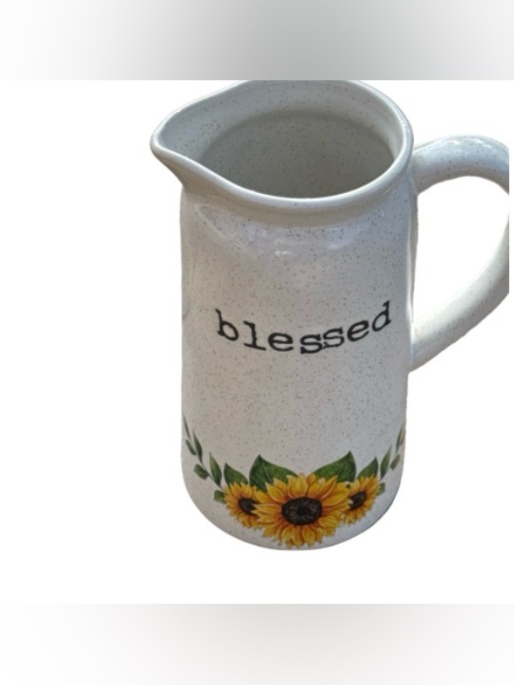 Global Design Connections Speckled sunflower pitcher - White with Brown Flecks